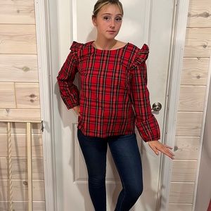 Jcrew top plaid size M